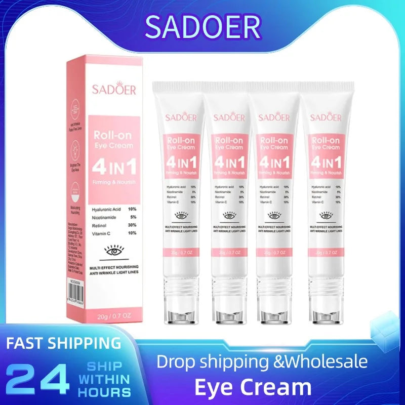 SADOER 4-in-1 Retinol Eye Cream | Hyaluronic Acid & Vitamin C Eye Cream Serum QXL