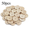 50-Pack Natural Wooden Buttons 4-Hole | Sewing & DIY Crafts Wooden Craft Buttons QXL 50pcs