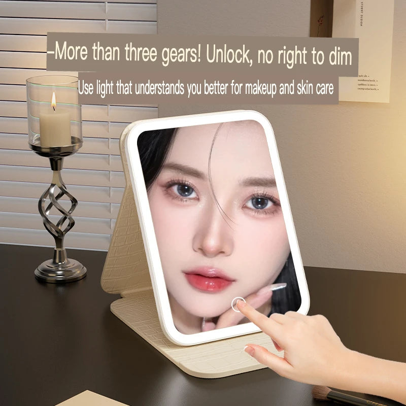 LED Lighted Vanity Mirror | Rechargeable Desktop Makeup Mirror LED Vanity Mirror QXL