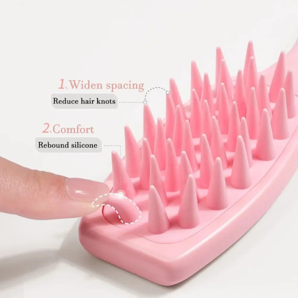 Silicone Scalp Massage Brush | Long Handle Shampoo Hair Comb Scalp Massage Brush QXL