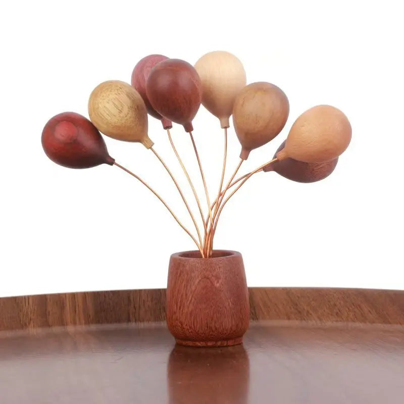 6-Inch Handmade Wood Balloon Vase | Multi-Wood Home Decor Decorative Wood Vase QXL A