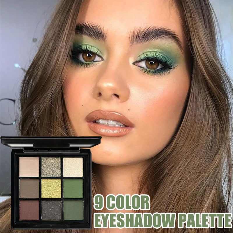 9-Color Olive Green Eyeshadow Palette | Shimmer & Matte Eyeshadow Palette QXL