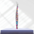 Curved Stainless Steel Eyelash Tweezers | Anti-Static Fine Tip Eyelash Tweezers QXL Style 1