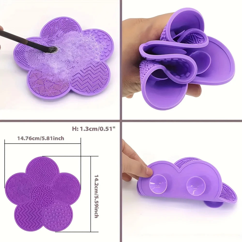 Silicone Flower Makeup Brush Cleaning Pad with Suction Cup Brush Cleaning Pad QXL
