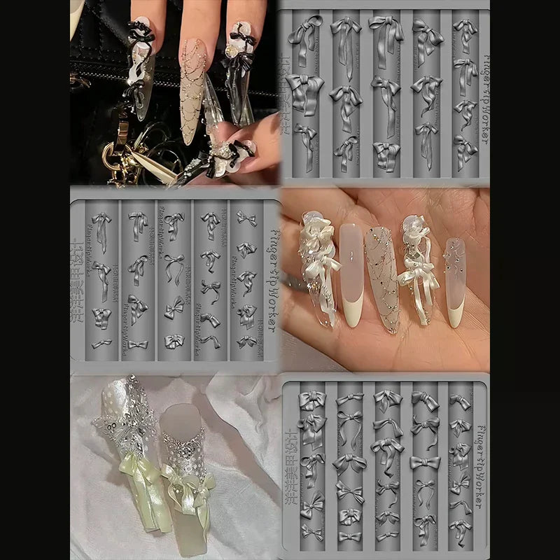 3D Bowknot Silicone Nail Art Mold | DIY Ribbon Bow Manicure Silicone Nail Mold QXL