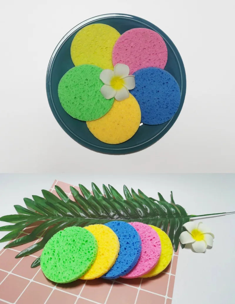 6-Pack Natural Wood Pulp Face Cleansing Sponge Puffs Face Cleansing Sponge QXL