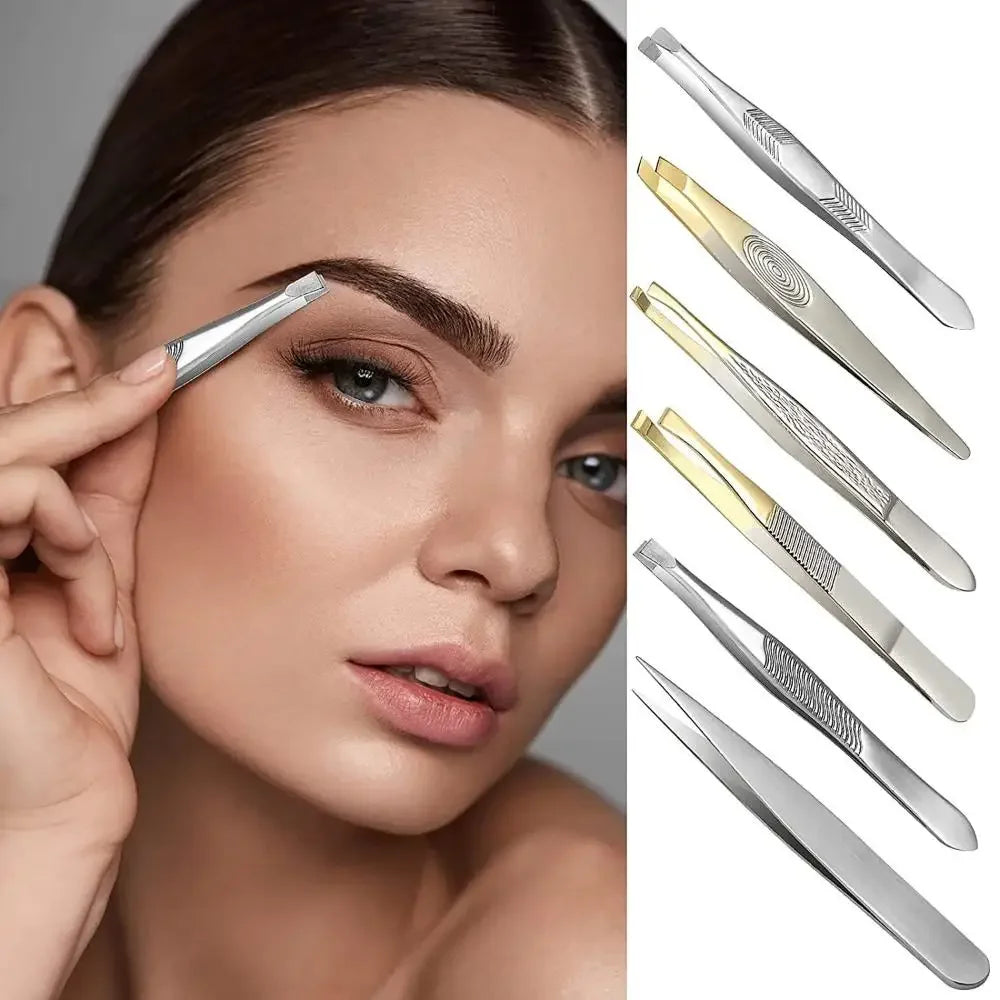 Slant Tip Stainless Steel Tweezers – Eyebrow & Beard Grooming Eyebrow Tweezers QXL