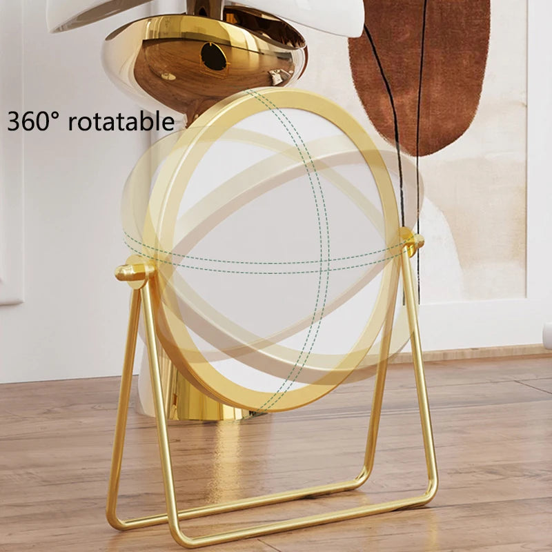 360° Rotating Desktop Vanity Mirror | Iron Frame, Gold & Black Desktop Vanity Mirror QXL