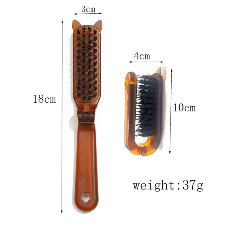 Amber Folding Boar Bristle Comb | Anti-Static Travel Hair Comb Folding Hair Comb QXL