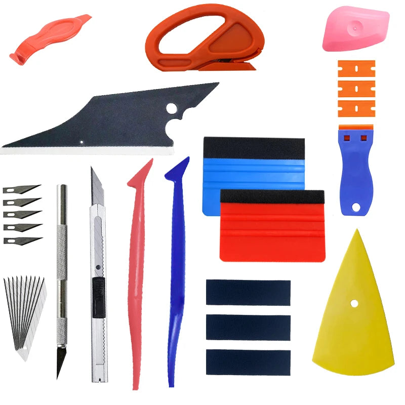 Auto Vinyl Wrap Tool Kit – Squeegee, Knife & Scraper Set Vinyl Wrap Tool Kit QXL 33pcs