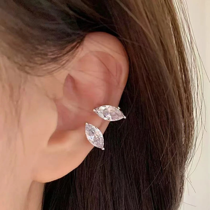 Zircon Tassel Ear Cuff Clip Earrings | No Piercing Needed Clip-On Earrings QXL