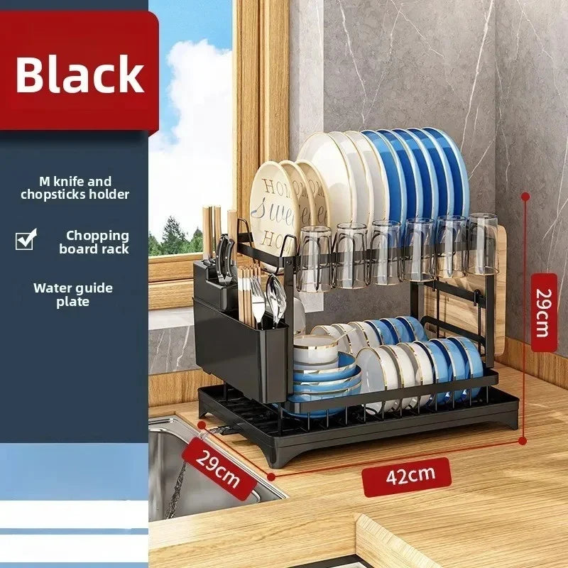 Multifunctional Kitchen Dish Rack & Countertop Drain Shelf Dish Drain Rack QXL