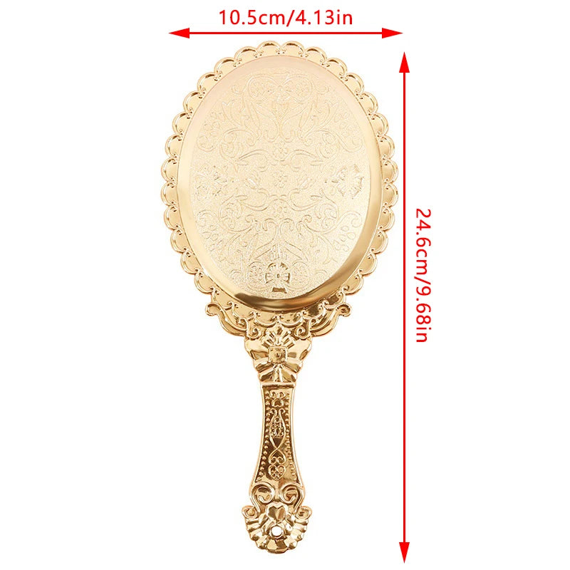Rose Gold Vintage Oval Handheld Makeup Mirror – Retro Style Handheld Makeup Mirror QXL