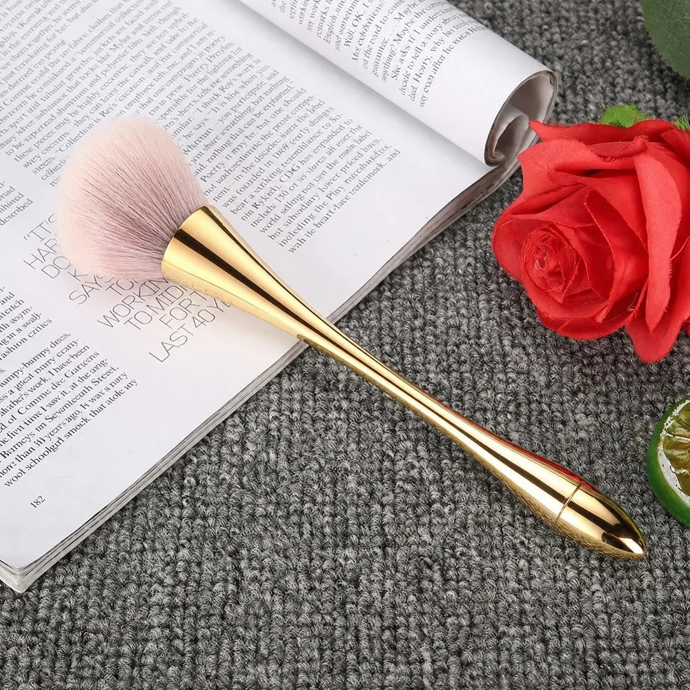 Soft Fluffy Nail Dust Brush | Large Gold Manicure Cleaner Nail Dust Brush QXL