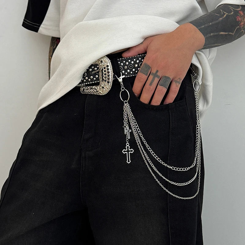 Retro Punk Cross Waist Chain | Unisex Hip-Hop Jeans Chain Waist Chain QXL