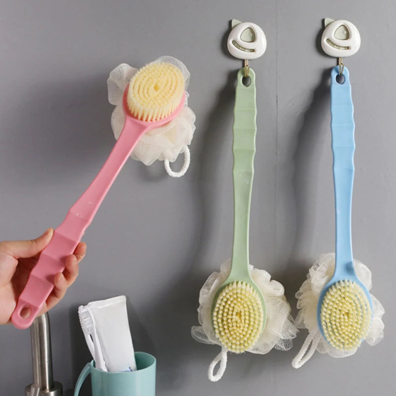 Double-Sided Long Handle Bath Brush | Back Scrubber & Exfoliator Bath Brush Scrubber QXL