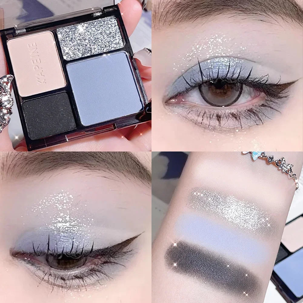 4-Color Eyeshadow Palette | Glitter, Shimmer & Matte Shades Eyeshadow Palette QXL