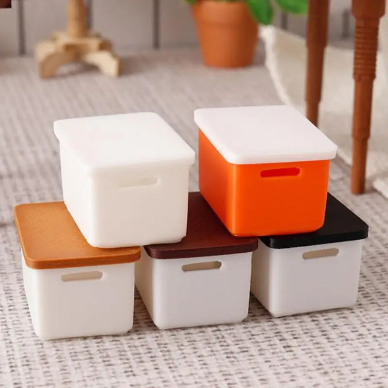 4-Pack 1/12 Dollhouse Miniature Food Storage Boxes with Lids Dollhouse Accessories QXL
