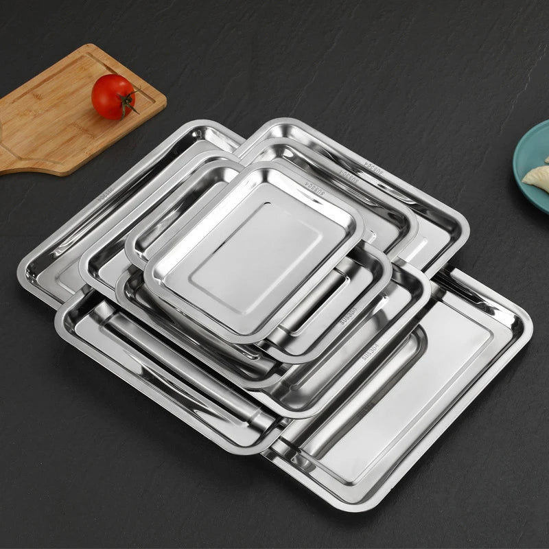304 Stainless Steel Rectangle Serving Tray | BBQ & Kitchen Stainless Steel Serving Tray QXL