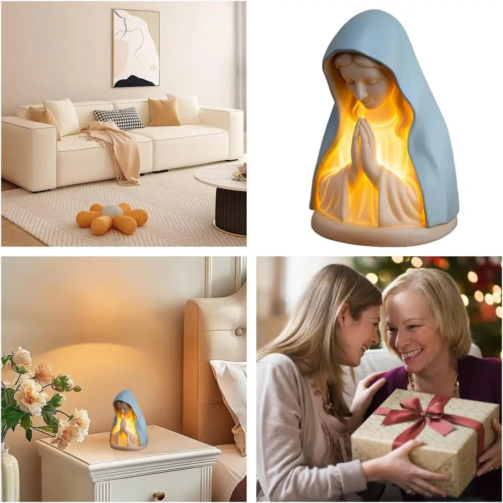 Praying Angel LED Night Light Resin Figurine | Spiritual Decor Resin Decorative Figurine QXL