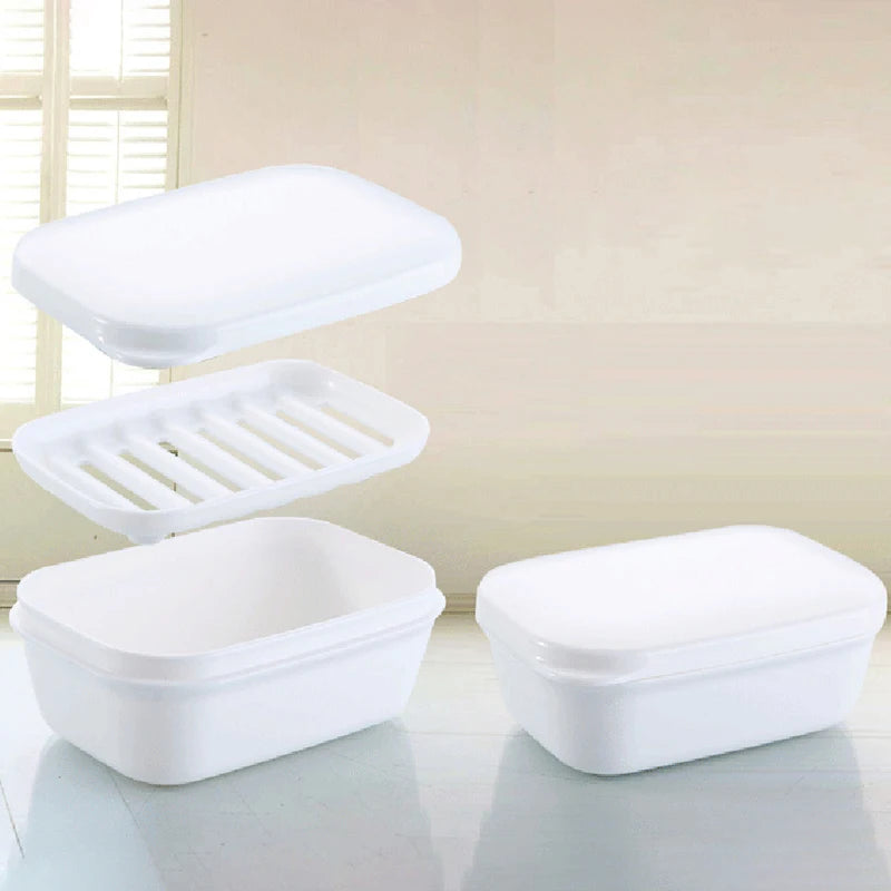 Portable Soap Box with Lid, Waterproof Seal & Drain Tray Travel Soap Box QXL