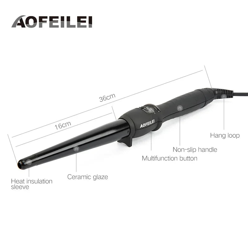 Ceramic Cone Hair Curling Iron | Digital Temp Wand Styler Hair Curling Iron QXL