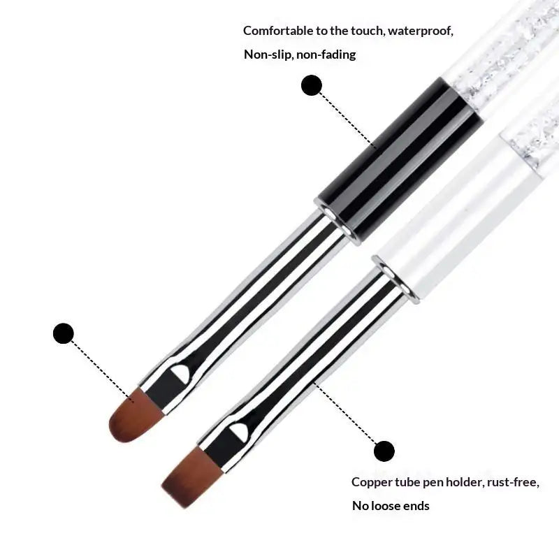 Glitter Rhinestone Nail Art Brush | Flat Head & Dust Cap Nail Art Brush QXL