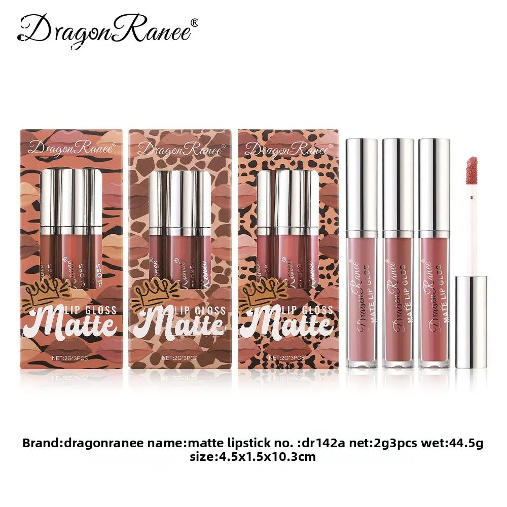 Dragon Ranee 3-Pack Matte Liquid Lipstick Set | Long-Lasting Liquid Lipstick Set QXL