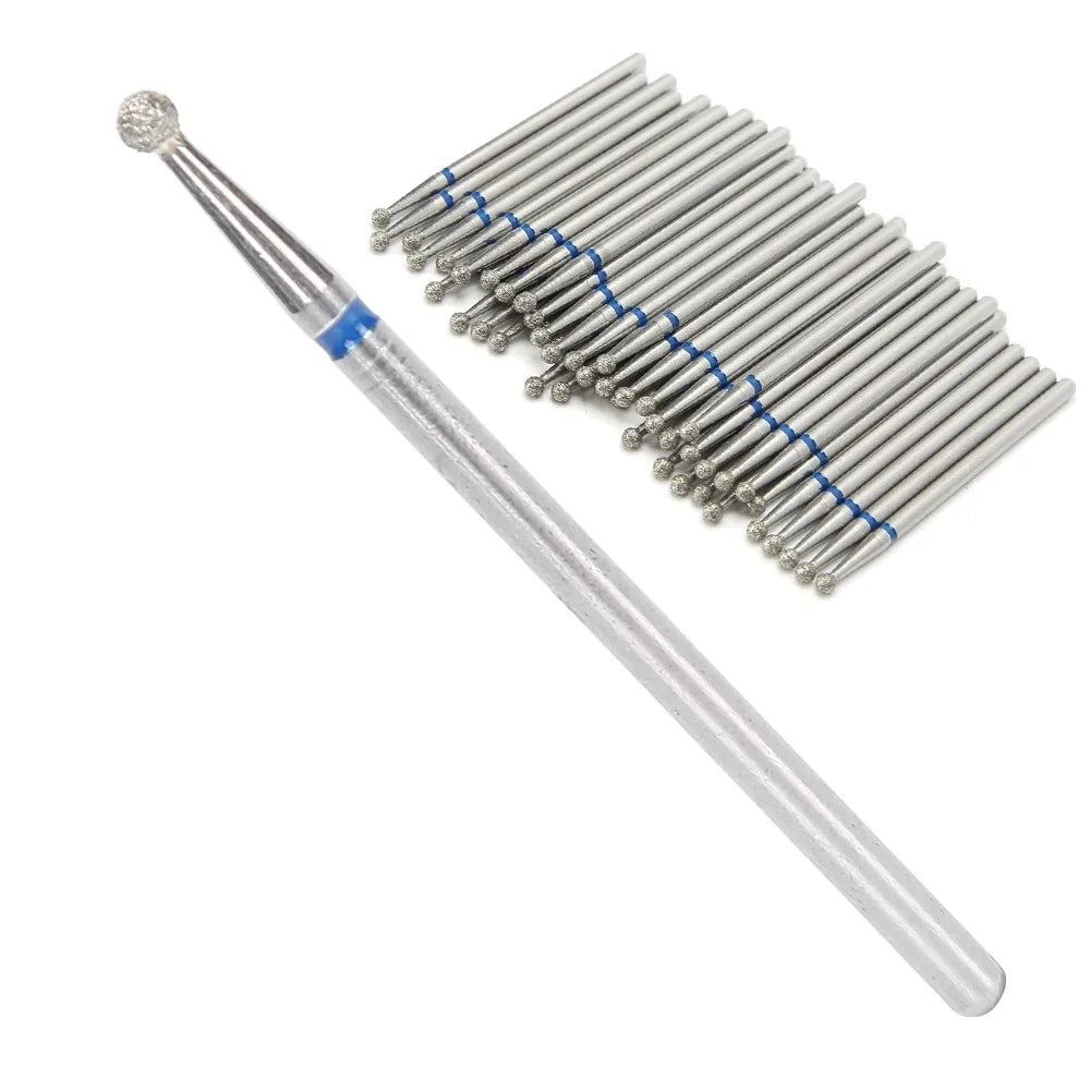 50-Pack Ball Head Nail Drill Bits | Diamond Grinding Set Nail Drill Bits QXL Light Grey