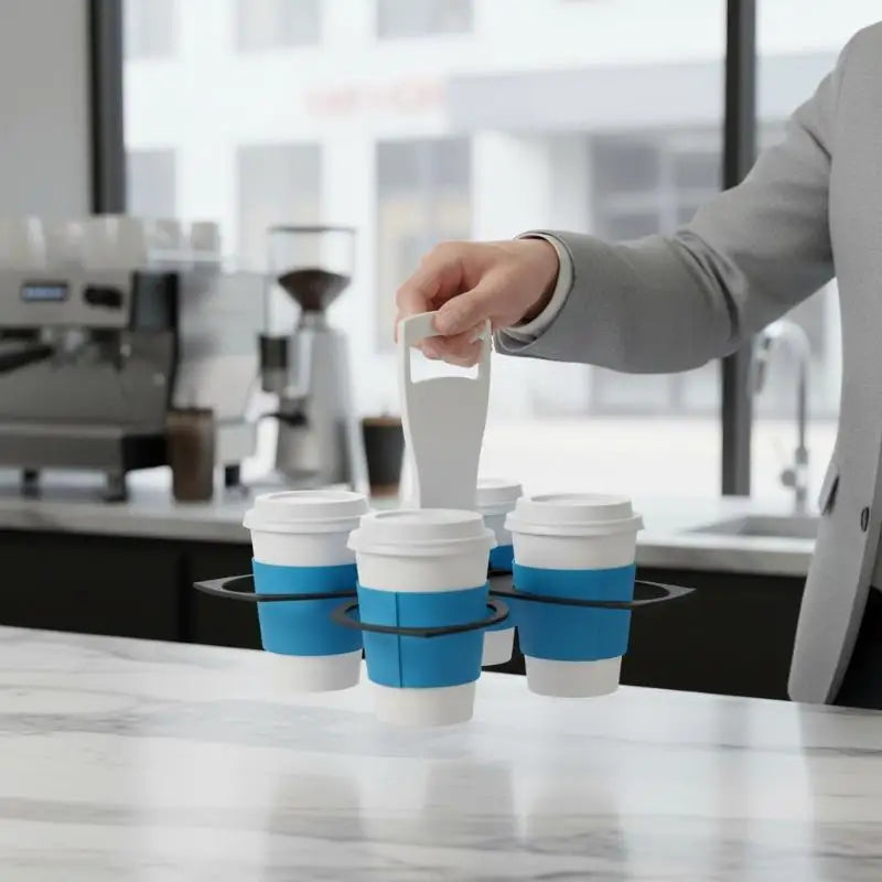Foldable 4-Cup Rotating Drink Holder with Handle Cup Holder Carrier QXL Default Title