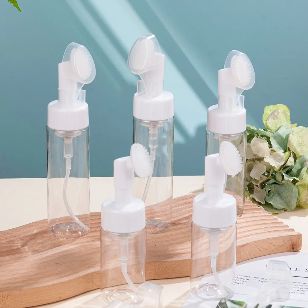 Foam Pump Dispenser Bottle & Silicone Brush | 100–200ml Foam Pump Dispenser QXL Clear 120ml Plastic
