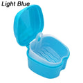 Denture Storage Box with Rinsing Basket | Retainer Case Denture Storage Case QXL light blue