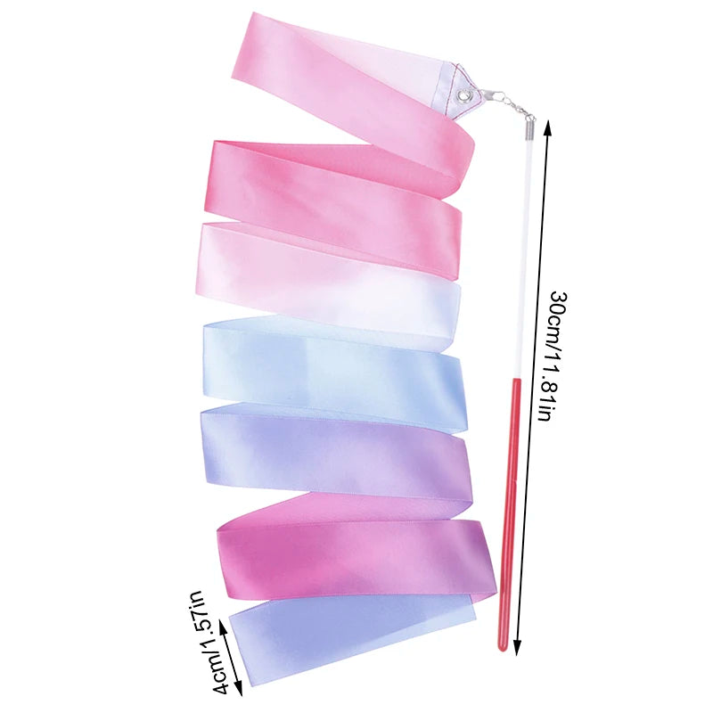 2M Rhythmic Gymnastics Dance Ribbon Twirling Wand | Rainbow Gymnastics Dance Ribbon QXL