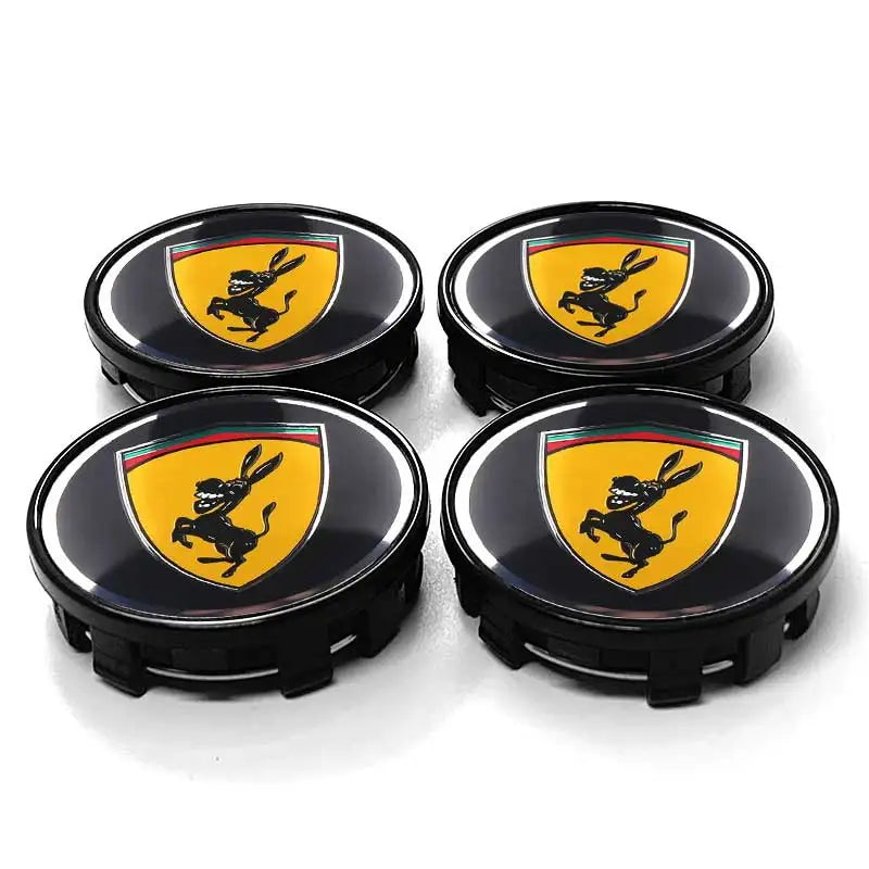 4-Pack Novelty Donkey Wheel Center Caps – 60mm Aluminum Alloy Wheel Center Caps QXL Black