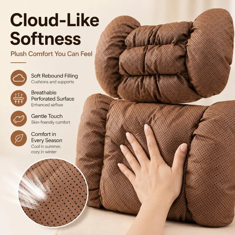 Car Neck & Lumbar Pillow Set | Breathable Faux Leather Cushions Car Seat Pillow Set QXL