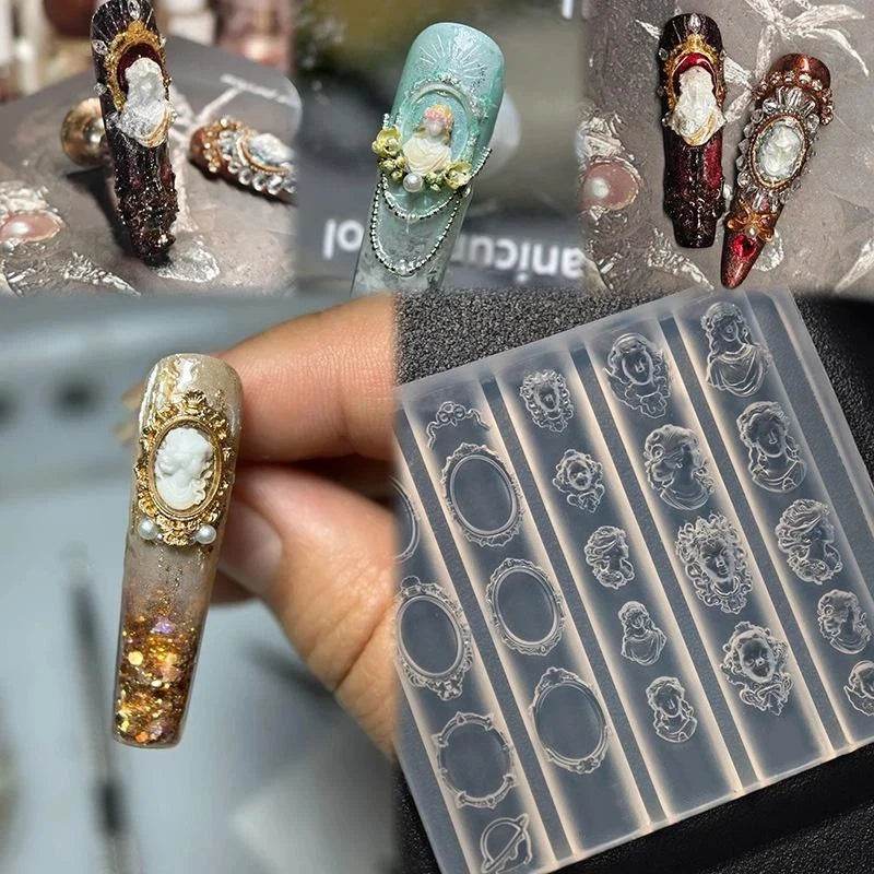 3D Silicone Nail Art Mold | Button & Cartoon Charm DIY Tool Nail Art Mold QXL