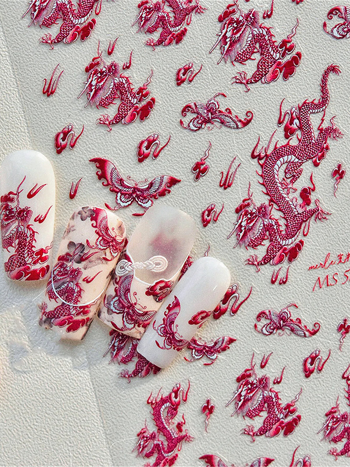 5D Chinese Dragon Nail Stickers | Embossed Self-Adhesive Decals Nail Art Stickers QXL