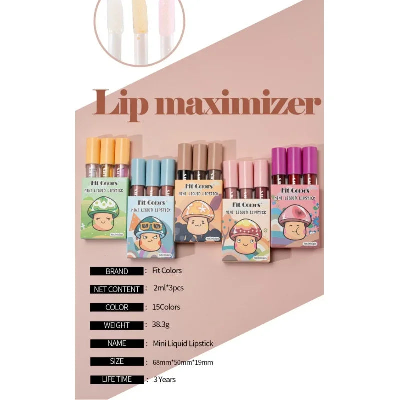 Fit Colors 3-Pc Fruit Lip Oil Set | Avocado Strawberry Peach Gloss Lip Oil Gloss Set QXL