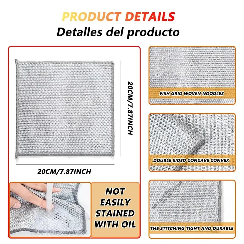Steel Wire Scrubber Scourer Pad | Reusable Oil-Repellent Kitchen Scrubber Pad QXL