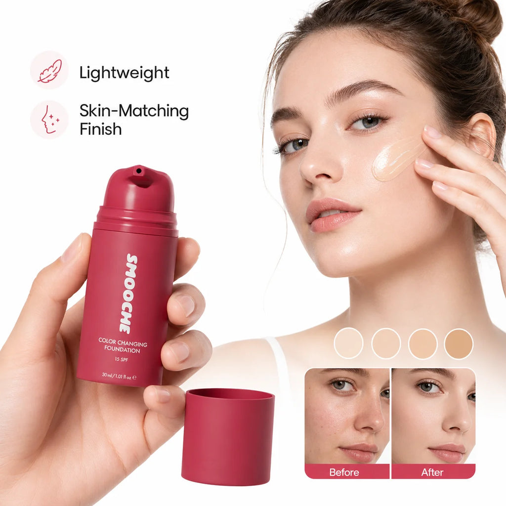 SMOOCHE Color Changing Liquid Foundation – Buildable 30ml Liquid Foundation QXL