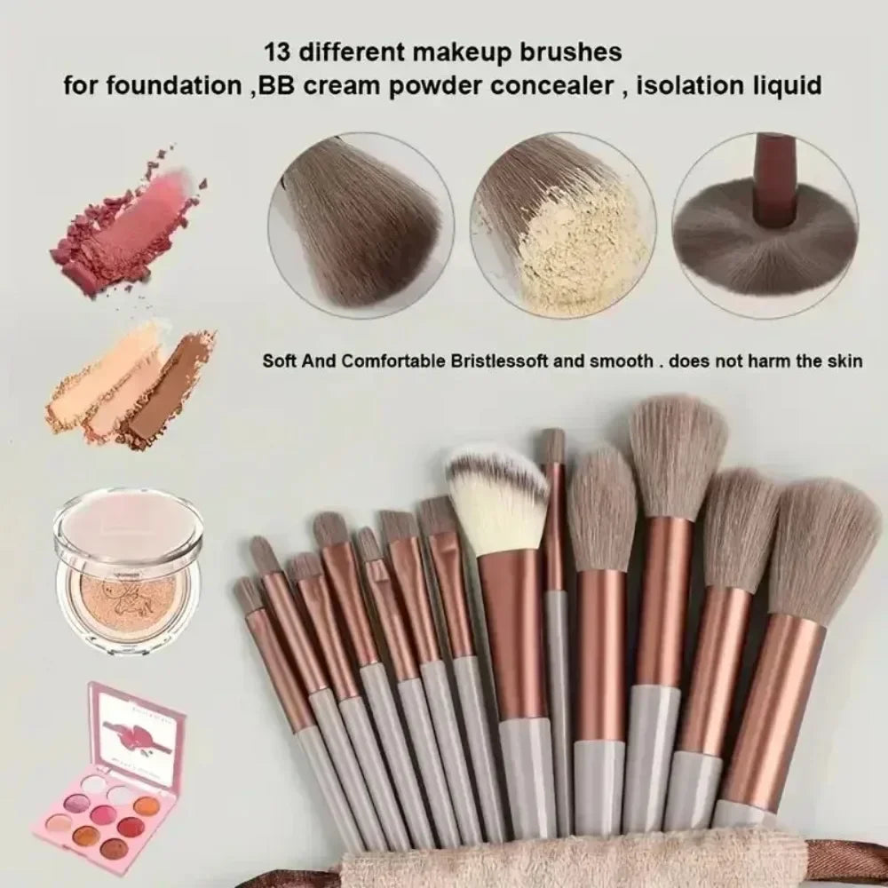 13-Pc Soft Fluffy Makeup Brush Set | Foundation & Blending Makeup Brush Set QXL