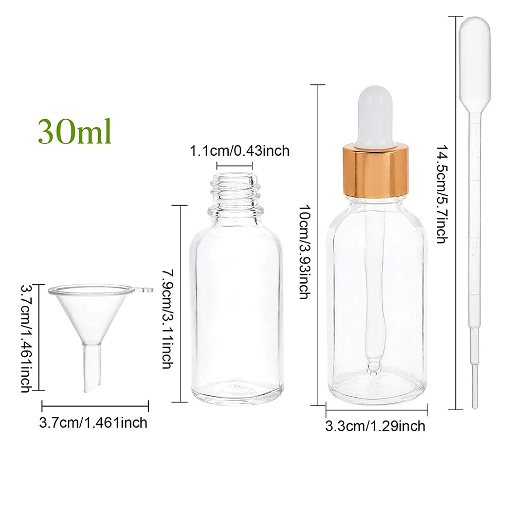 24-Pack 30ml Clear Glass Dropper Bottles with Pipettes Glass Dropper Bottles QXL