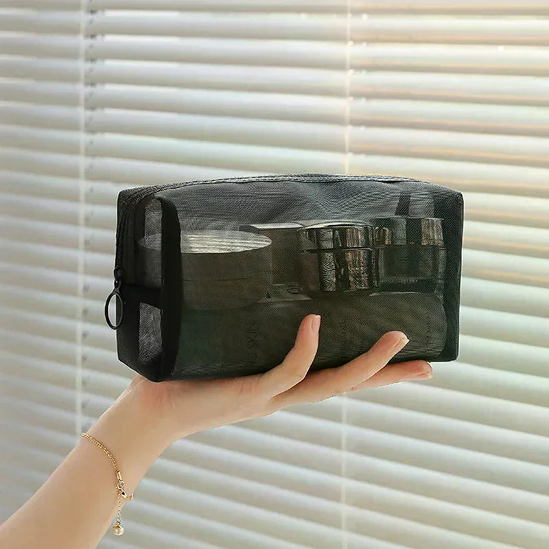 Mesh Cosmetic Bag | Travel Makeup & Toiletry Organizer Pouch Cosmetic Organizer Bag QXL