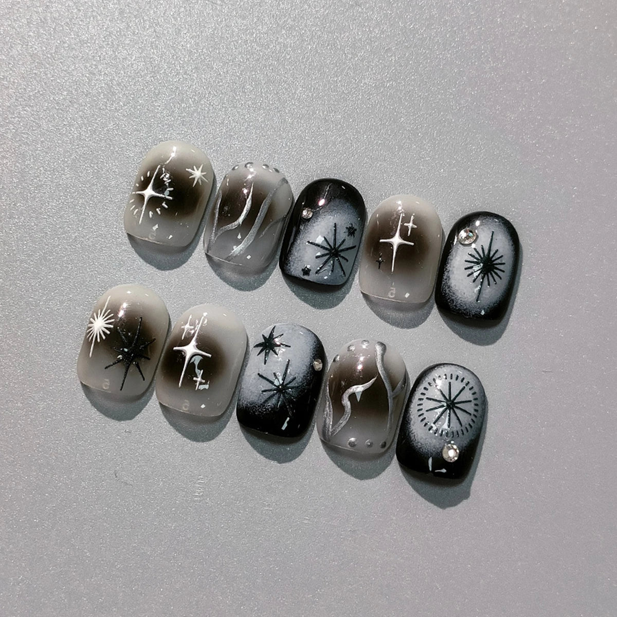 5D Black & White Star Nail Art Stickers | Punk Kawaii Decals Nail Art Stickers QXL