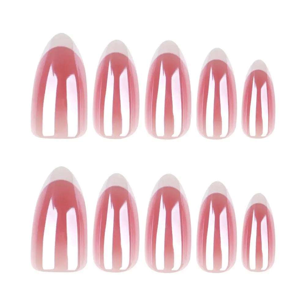 24-Pc Aurora Flower Almond Press-On Nails | French Tip Press-On Nail Set QXL