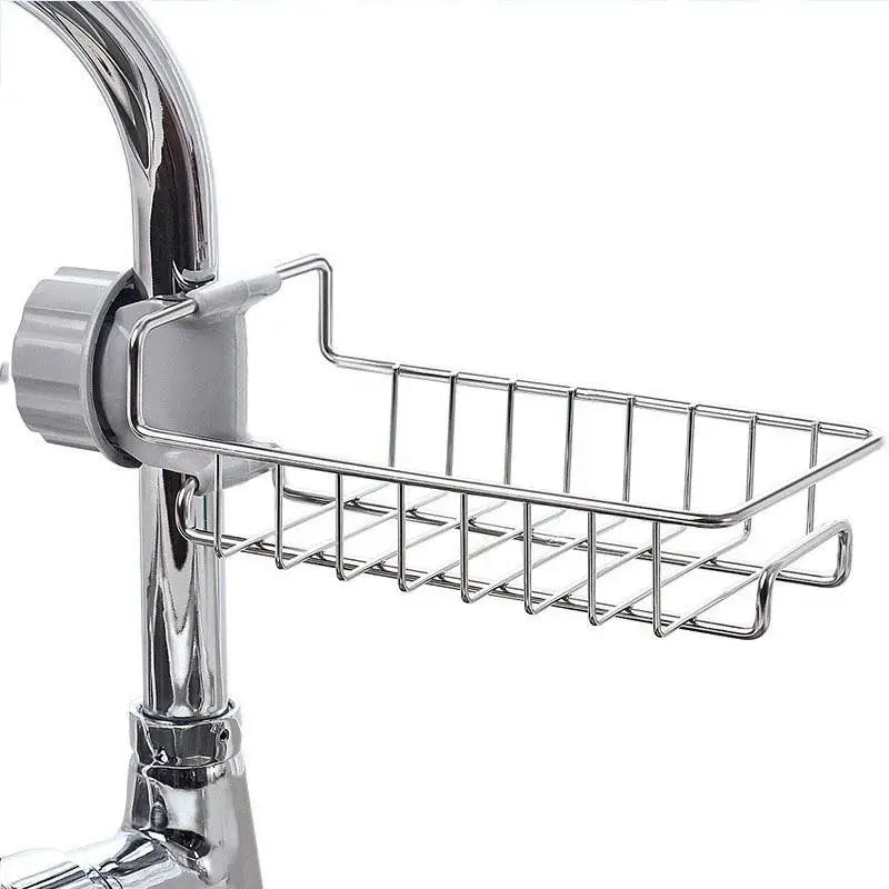 Stainless Steel Faucet Organizer | Sink Soap & Sponge Rack Sink Faucet Organizer QXL