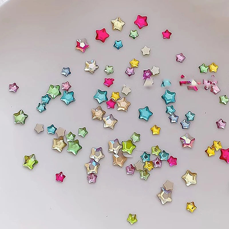 50-Pc Star Flat-Back Acrylic Nail Rhinestones 4/6mm | 3D Art Nail Rhinestones QXL