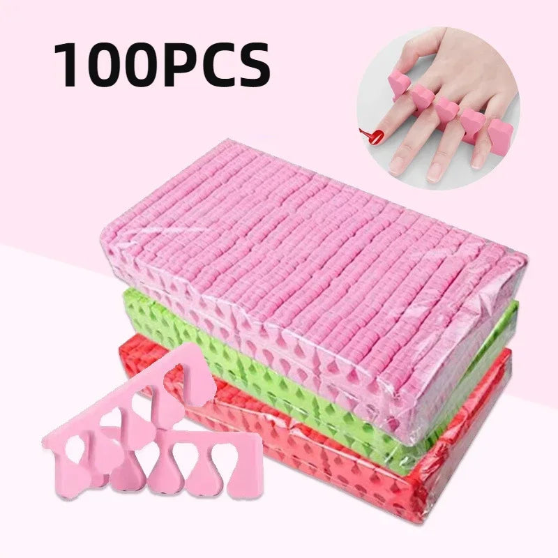 100-Pack Soft Sponge Toe Separators for Pedicure & Nail Art Toe Separators QXL