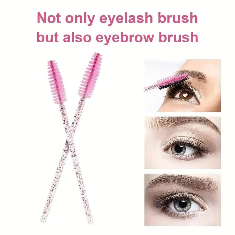 50/100/200-Pack Crystal Mascara Wands & Eyebrow Brush Set Mascara Wand Set QXL