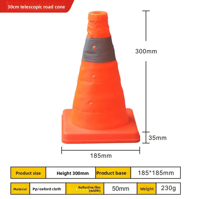 Collapsible Reflective Traffic Cone | Portable Safety 30–70cm Collapsible Safety Cone QXL 30CM